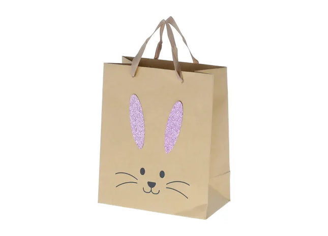 Kleine Kraftpapier Geschenktasche Hase, 3D-Design, ca. 24cm Höhe, Oster-Geschenktüte TK Gruppe® Grosshandel 