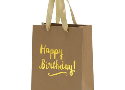 Kleine Kraftpapier-Geschenktüte Happy Birthday, 24cm Höhe – Umweltfreundliche Geburtstagsverpackung TK Gruppe® Grosshandel 