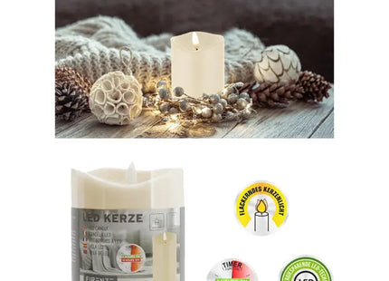 Kleine LED Kerze 'New Flame', Elfenbein, Kompakt 7,5x10cm TK Gruppe® Grosshandel 