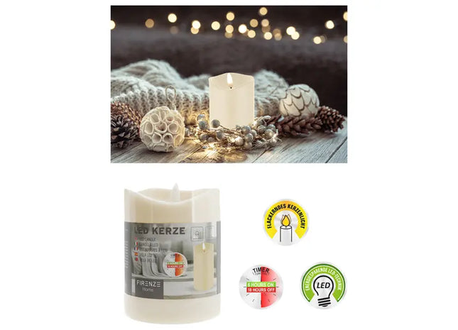 Kleine LED Kerze 'New Flame', Elfenbein, Kompakt 7,5x10cm TK Gruppe® Grosshandel 