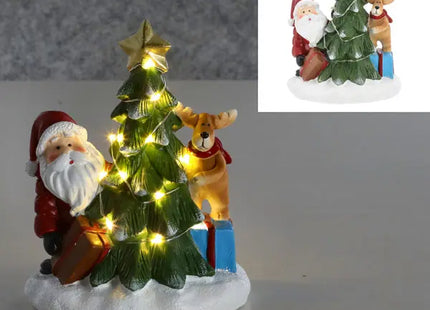 Kleine LED-Landschaft mit Santa und Baum, Festliche Deko, 19 cm Höhe TK Gruppe® Grosshandel 