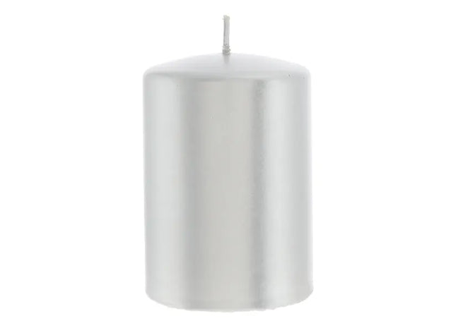 Kleine Metallic Stumpenkerze in Silber, 10cm - Stilvolles Accessoire TK Gruppe® Grosshandel 