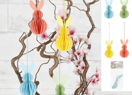 Kleine Osterhase Honeycomb Hänger, 4er-Set, 12cm Hoch TK Gruppe® Grosshandel 