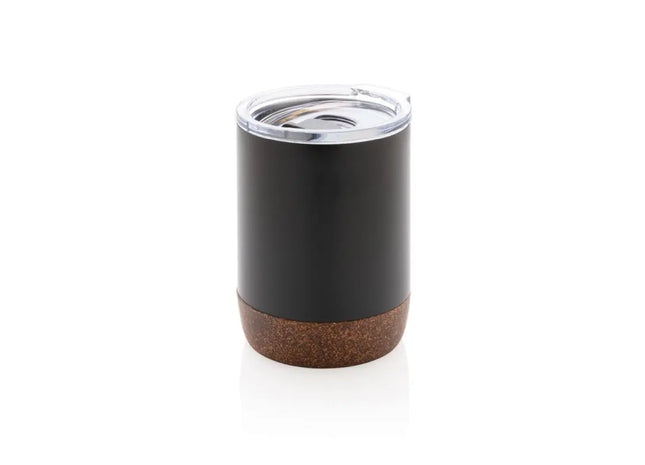 Kleine RCS rSteel Vakuum-Kaffeetasse mit Kork in Schwarz – Kompakt & Öko TK Gruppe® Grosshandel 