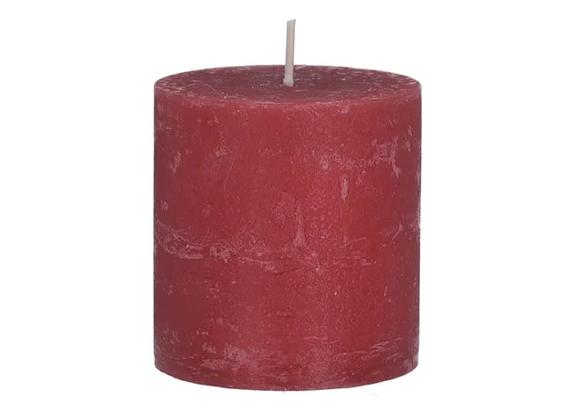 Kleine Rustikale Stumpenkerze in Altrot, 7x8cm - Antikes Dekorelement TK Gruppe® Grosshandel 