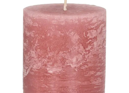 Kleine Rustikale Stumpenkerze in Rosa, 7x8cm - Dekorativer Akzent TK Gruppe® Grosshandel 