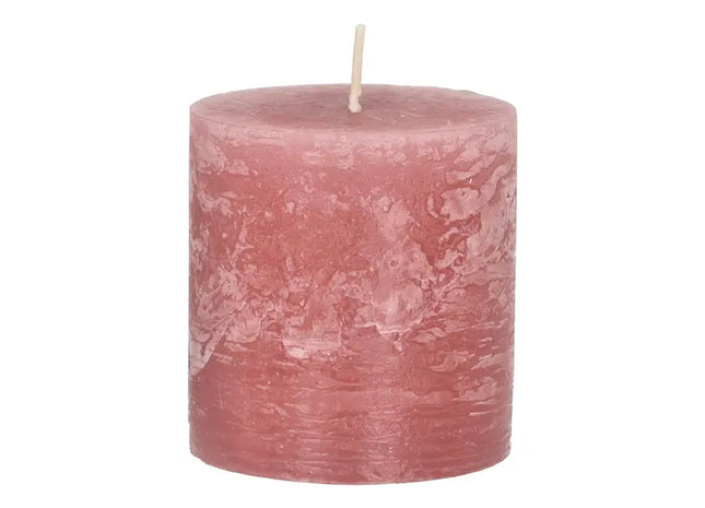 Kleine Rustikale Stumpenkerze in Rosa, 7x8cm - Dekorativer Akzent TK Gruppe® Grosshandel 