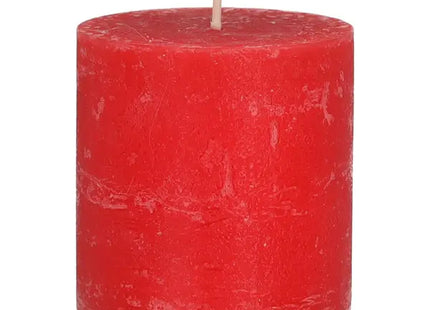 Kleine Rustikale Stumpenkerze in Rubinrot, 7x8cm - Charmantes Dekor TK Gruppe® Grosshandel 