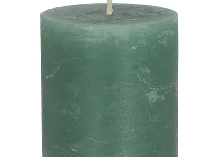 Kleine Rustikale Stumpenkerze in Schilfgrün, 7x8cm - Kompaktes Dekorelement TK Gruppe® Grosshandel 