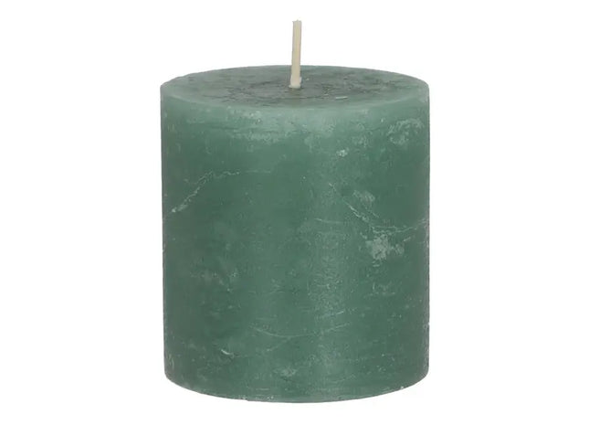 Kleine Rustikale Stumpenkerze in Schilfgrün, 7x8cm - Kompaktes Dekorelement TK Gruppe® Grosshandel 