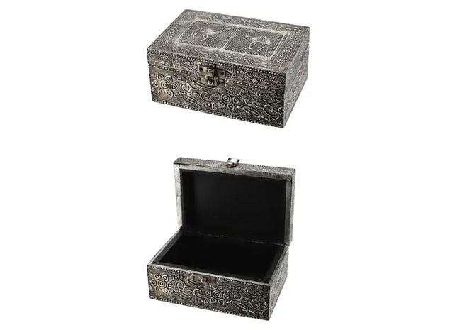 Kleine Silberne Shiva-Truhen, 2er-Set, ca. 15x10 cm – Edle Aufbewahrung TK Gruppe® Grosshandel 