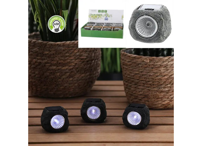 Kleine Solarleuchte in Steinoptik, Dekorative Außenbeleuchtung, 6,5x6x5cm TK Gruppe® Grosshandel 