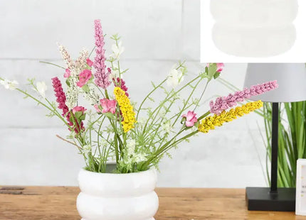 Kleine Weiße Keramikvase 10cm mit Ringdesign – Dekorativ & Stilvoll TK Gruppe® Grosshandel 