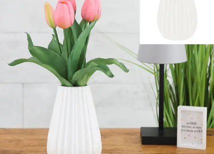 Kleine Weiße Keramikvase 15cm – Konisches Design 1, Stilvolles Dekor TK Gruppe® Grosshandel 