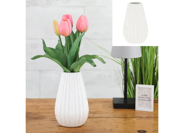 Kleine Weiße Keramikvase 15cm – Konisches Design 1, Stilvolles Dekor TK Gruppe® Grosshandel 