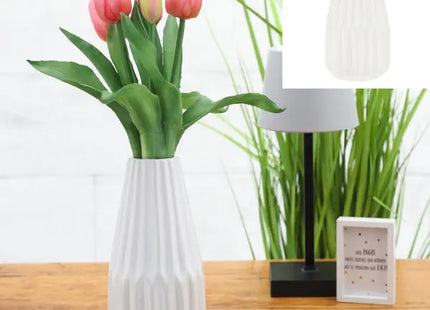 Kleine Weiße Keramikvase Konisch 17cm – Modernes Design 2 TK Gruppe® Grosshandel 