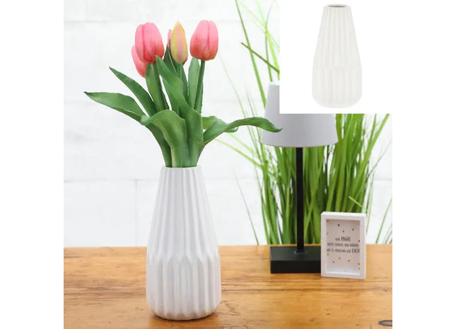 Kleine Weiße Keramikvase Konisch 17cm – Modernes Design 2 TK Gruppe® Grosshandel 