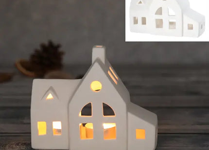 Kleine Weiße Teelichthalter Häuser, Ca. 14x12cm TK Gruppe® Grosshandel 