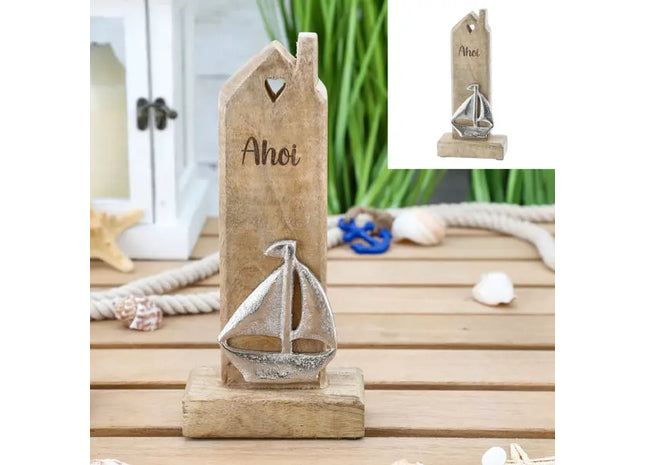 Kleine 'Ahoi' Hausstele, Maritime Deko, Höhe ca. 23 cm – Perfekt für Regale TK Gruppe® Grosshandel 