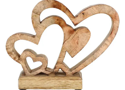 Kleine goldene Herzen auf Ständer, Mangoholz, ca. 14cm - Elegantes Dekor TK Gruppe® Grosshandel 