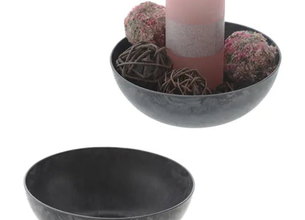 Kleine runde Deko-Schale, Naturgrau, ca. 20cm Durchmesser, Wohnaccessoire TK Gruppe® Grosshandel 