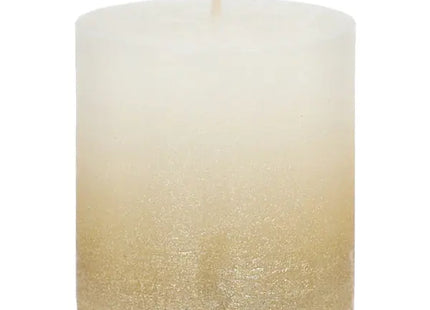 Kleine weiße-goldene Stumpenkerze mit Glitzer, ca. 7cm hoch - Festliche Kerze für elegante Dekoration TK Gruppe® Grosshandel 