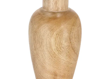 Kleiner Bauchiger Stabkerzenhalter aus Mangoholz, 17cm - Stilvolles Tischdekor TK Gruppe® Grosshandel 