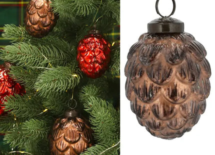 Kleiner Christbaumhänger Zapfen, Braun, 5x8 cm – Festliche Dekoration TK Gruppe® Grosshandel 