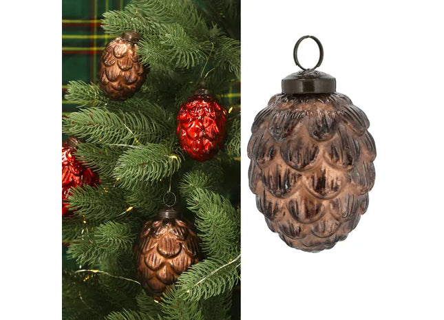 Kleiner Christbaumhänger Zapfen, Braun, 5x8 cm – Festliche Dekoration TK Gruppe® Grosshandel 