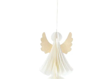 Kleiner Creme-Farbener Honeycomb Engel - 15cm Eleganter Deko-Anhänger TK Gruppe® Grosshandel 