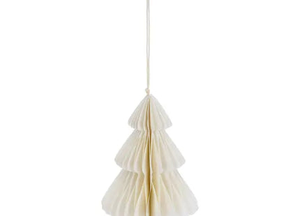 Kleiner Creme Honeycomb Weihnachtsbaum Hänger, ca. 10cm Höhe TK Gruppe® Grosshandel 