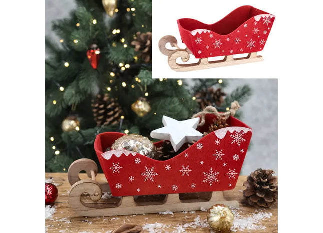Kleiner Deko Filzschlitten, 24x9,5cm - Weihnachtliche Tischdekoration TK Gruppe® Grosshandel 