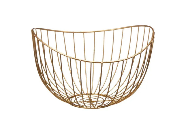 Kleiner Deko-Korb 'Wave', Gold, Ca. 26x24cm - Elegante Aufbewahrungslösung TK Gruppe® Grosshandel 