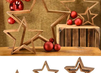 Kleiner Deko-Stern aus Mangoholz, 2er Set, Standmodell, Rustikal TK Gruppe® Grosshandel 