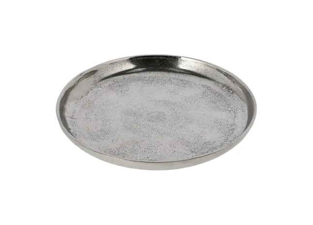 Kleiner Dekoteller aus Aluminium, Silberfarben, Durchmesser ca. 20cm TK Gruppe® Grosshandel 