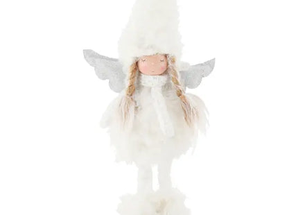 Kleiner Engel aus Weiß-Silbernem Flausch - Friedvolle Deko, 45 cm TK Gruppe® Grosshandel 