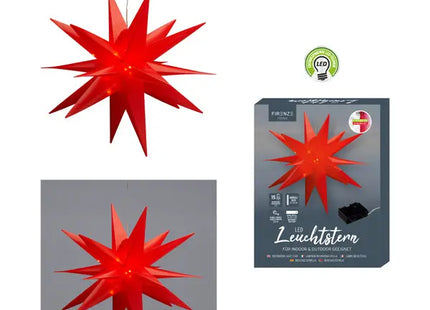 Kleiner Faltbarer LED Stern, Rot, Outdoor, Ø 35cm – Leuchtende Dekoration TK Gruppe® Grosshandel 