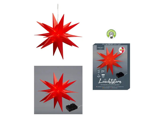 Kleiner Faltbarer LED Stern, Rot, Outdoor, Ø 35cm – Leuchtende Dekoration TK Gruppe® Grosshandel 