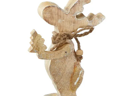 Kleiner Glitzernder Holzelch – Festliche Deko, 14cm Höhe TK Gruppe® Grosshandel 