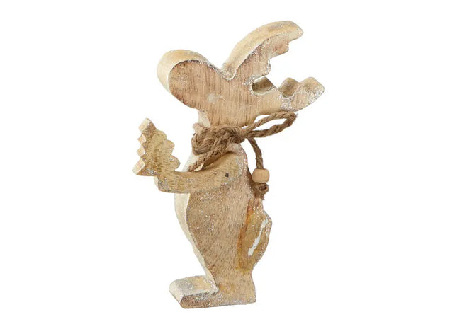 Kleiner Glitzernder Holzelch – Festliche Deko, 14cm Höhe TK Gruppe® Grosshandel 