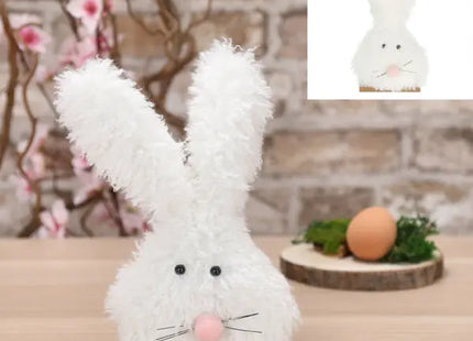 Kleiner Hase auf Holzsockel, ca. 23cm Hoch - Zierliche Dekofigur TK Gruppe® Grosshandel 