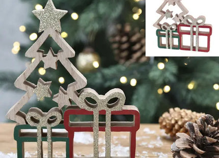 Kleiner Holz-Weihnachtsbaum mit Präsentboxen, ca. 12,5x15,5 cm TK Gruppe® Grosshandel 