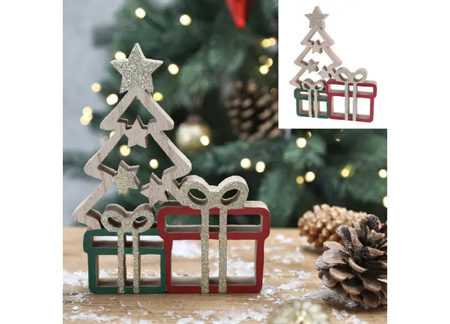 Kleiner Holz-Weihnachtsbaum mit Präsentboxen, ca. 12,5x15,5 cm TK Gruppe® Grosshandel 