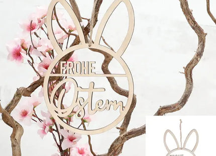 Kleiner Holzring 'Frohe Ostern', 13 cm Durchmesser - Zauberhafte Osterdeko TK Gruppe® Grosshandel 