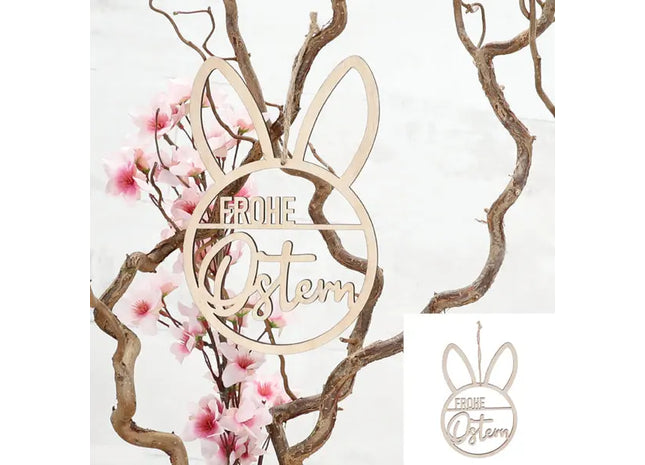 Kleiner Holzring 'Frohe Ostern', 13 cm Durchmesser - Zauberhafte Osterdeko TK Gruppe® Grosshandel 