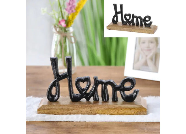 Kleiner Home Schriftzug auf Standfuß, Dekorativer Wohnaccessoire, ca. 18cm hoch TK Gruppe® Grosshandel 