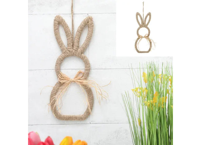 Kleiner Jute Hängehase, ca. 13x30cm - Rustikale Wanddekoration TK Gruppe® Grosshandel 