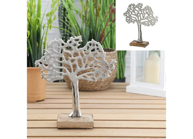 Kleiner Lebensbaum auf Standfuß, Silber, ca. 25 cm Höhe – Dekoratives Highlight TK Gruppe® Grosshandel 