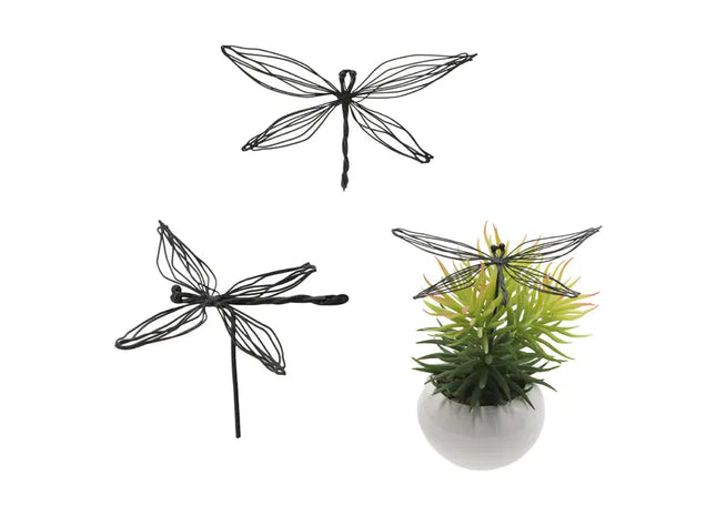 Kleiner Libellen-Linienstecker, Dekorativer Gartenstecker, 13cm TK Gruppe® Grosshandel 