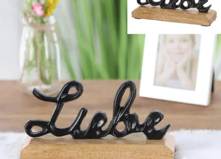 Kleiner Liebe Schriftzug auf Standfuß, Dekorativer Wohnakzent, ca. 15cm hoch TK Gruppe® Grosshandel 